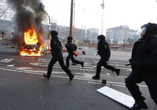 Protest against new European Central Bank office in Frankfurt