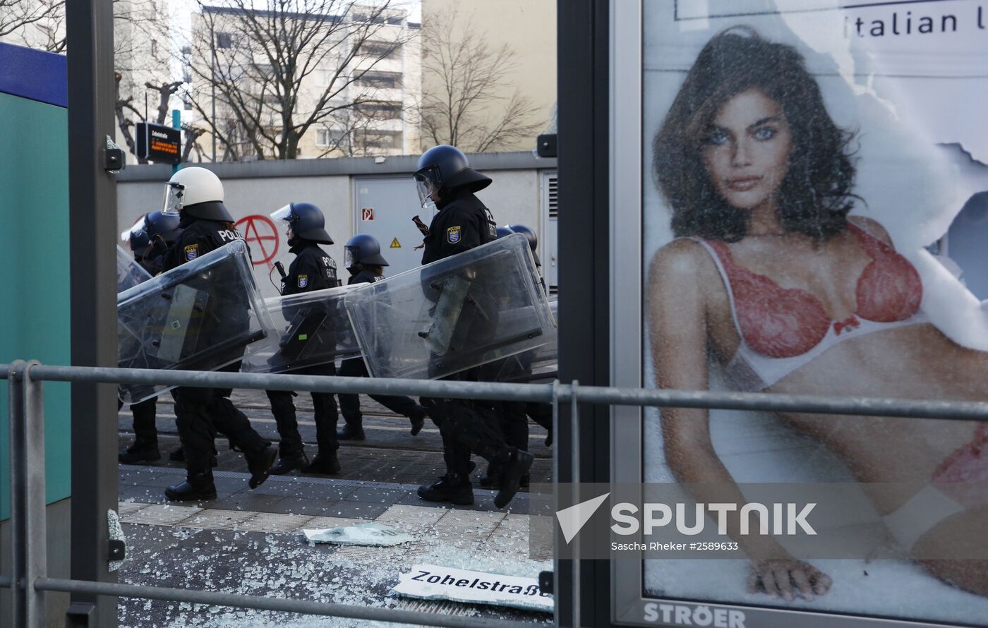 Protest against new European Central Bank office in Frankfurt