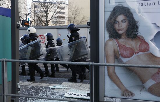 Protest against new European Central Bank office in Frankfurt