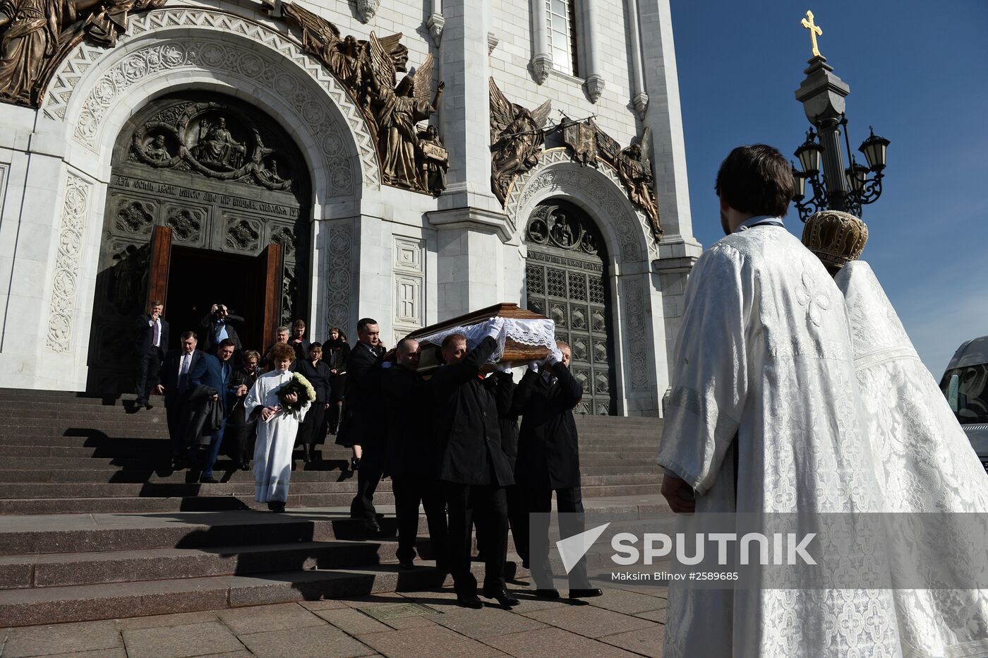 Funeral service for writer Valentin Rasputin at Cathedral of Christ the Savior