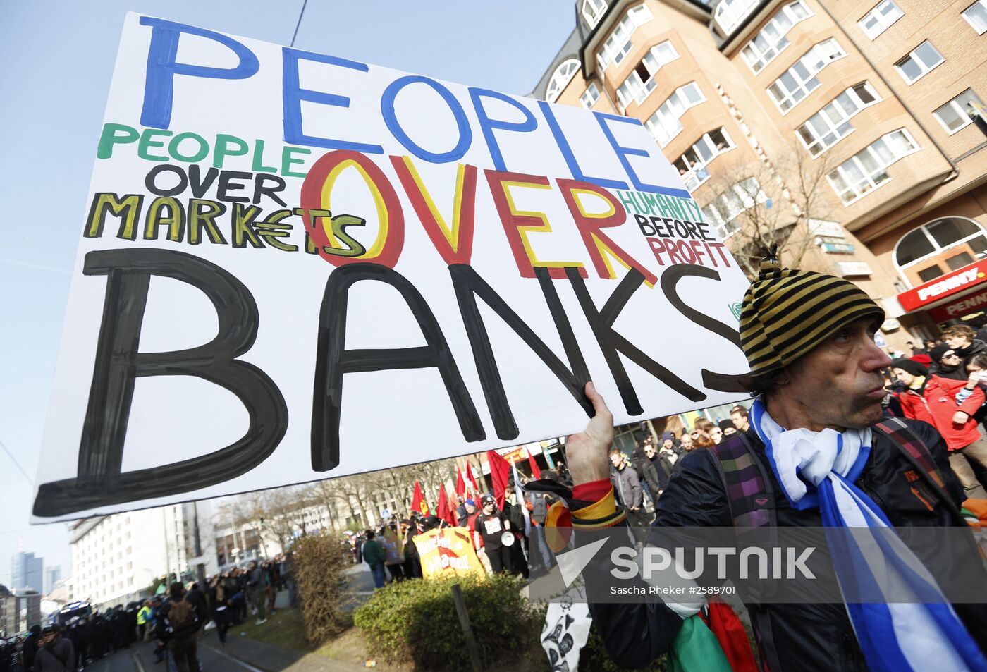 Protest against new European Central Bank office in Frankfurt