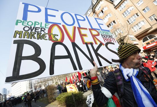 Protest against new European Central Bank office in Frankfurt