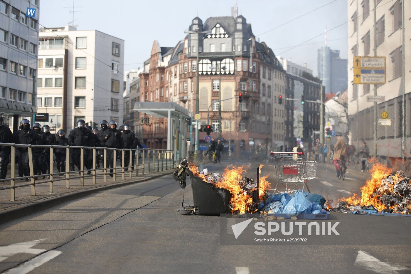 Protest against new European Central Bank office in Frankfurt