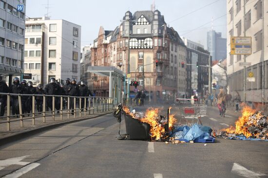 Protest against new European Central Bank office in Frankfurt