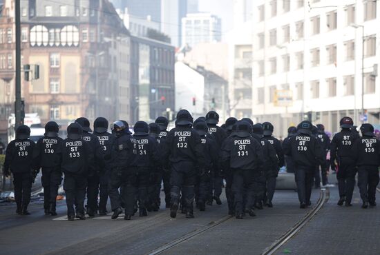 Protest against new European Central Bank office in Frankfurt