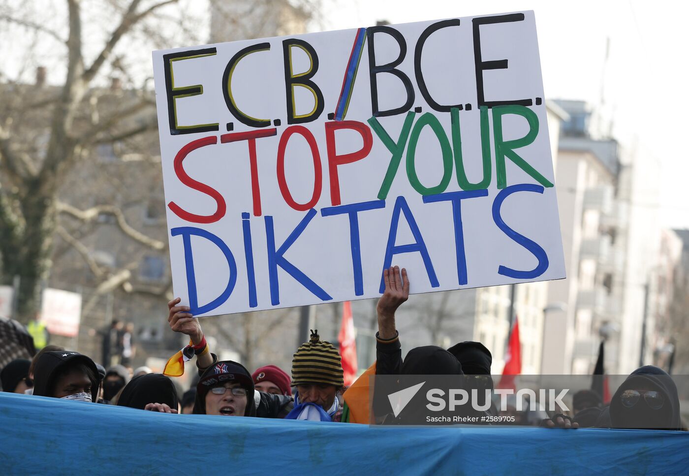Protest against new European Central Bank office in Frankfurt