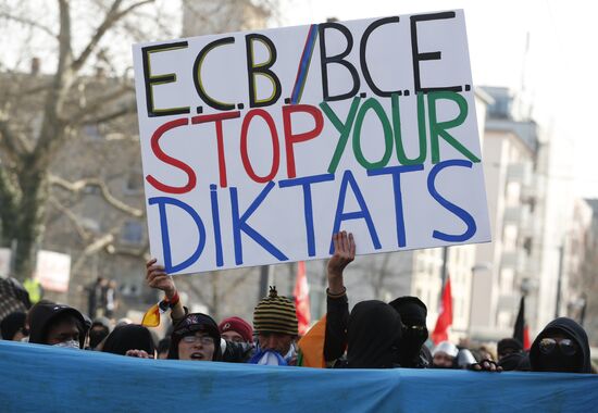 Protest against new European Central Bank office in Frankfurt