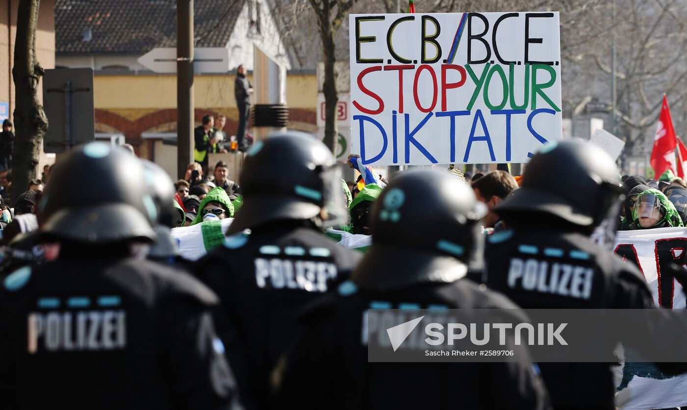 Protest against new European Central Bank office in Frankfurt