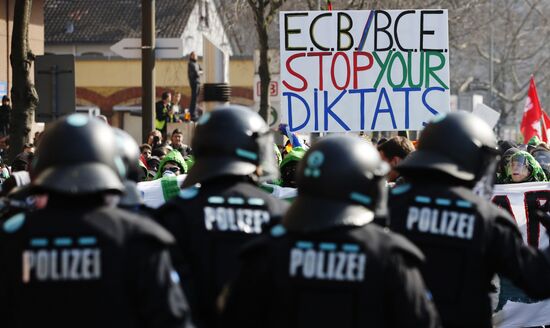 Protest against new European Central Bank office in Frankfurt