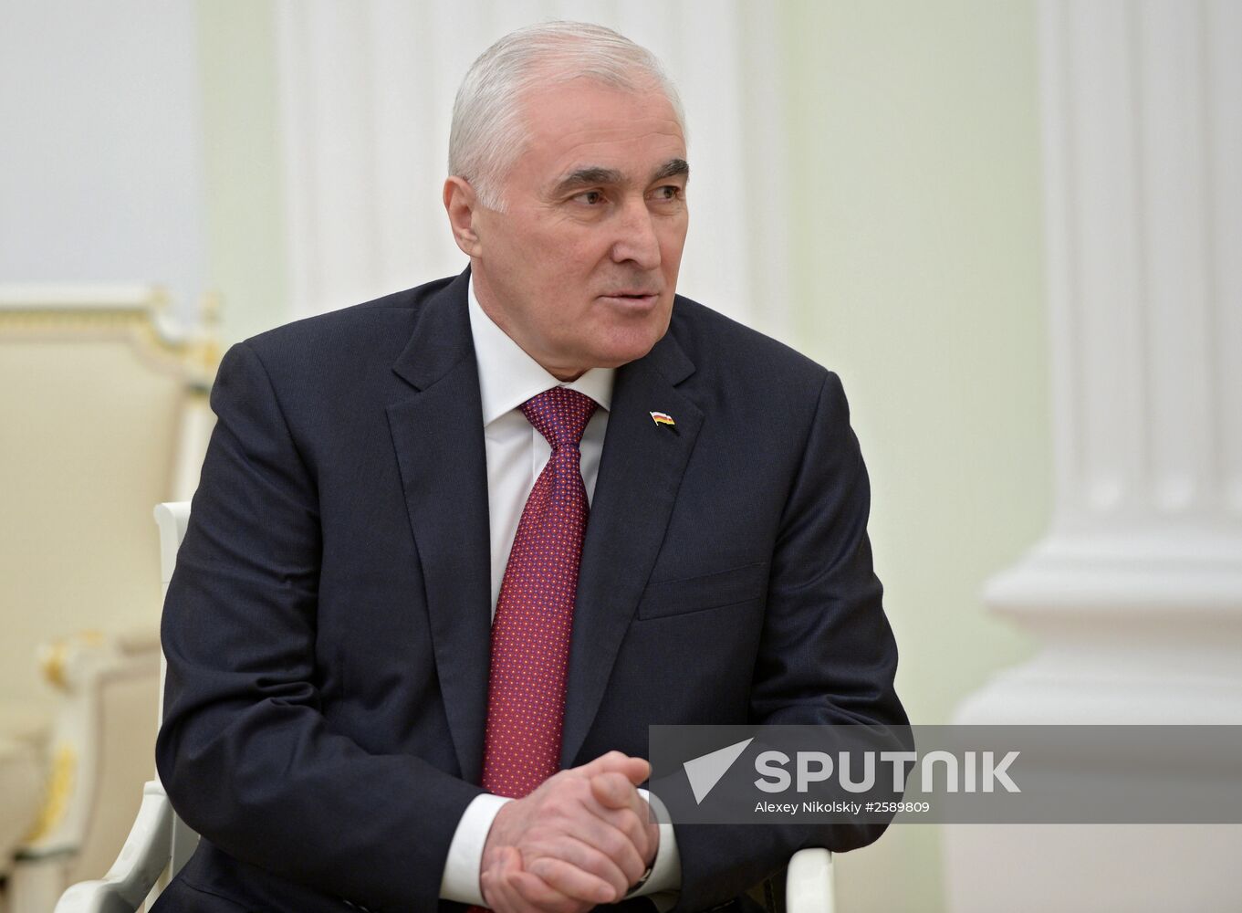 Russian President Vladimir Putin meets with South Ossetian President Leonid Tibilov