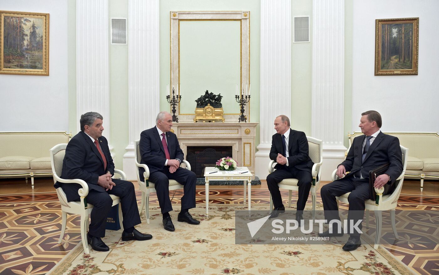 Russian President Vladimir Putin meets with South Ossetian President Leonid Tibilov