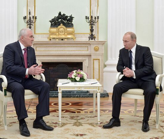 Russian President Vladimir Putin meets with South Ossetian President Leonid Tibilov