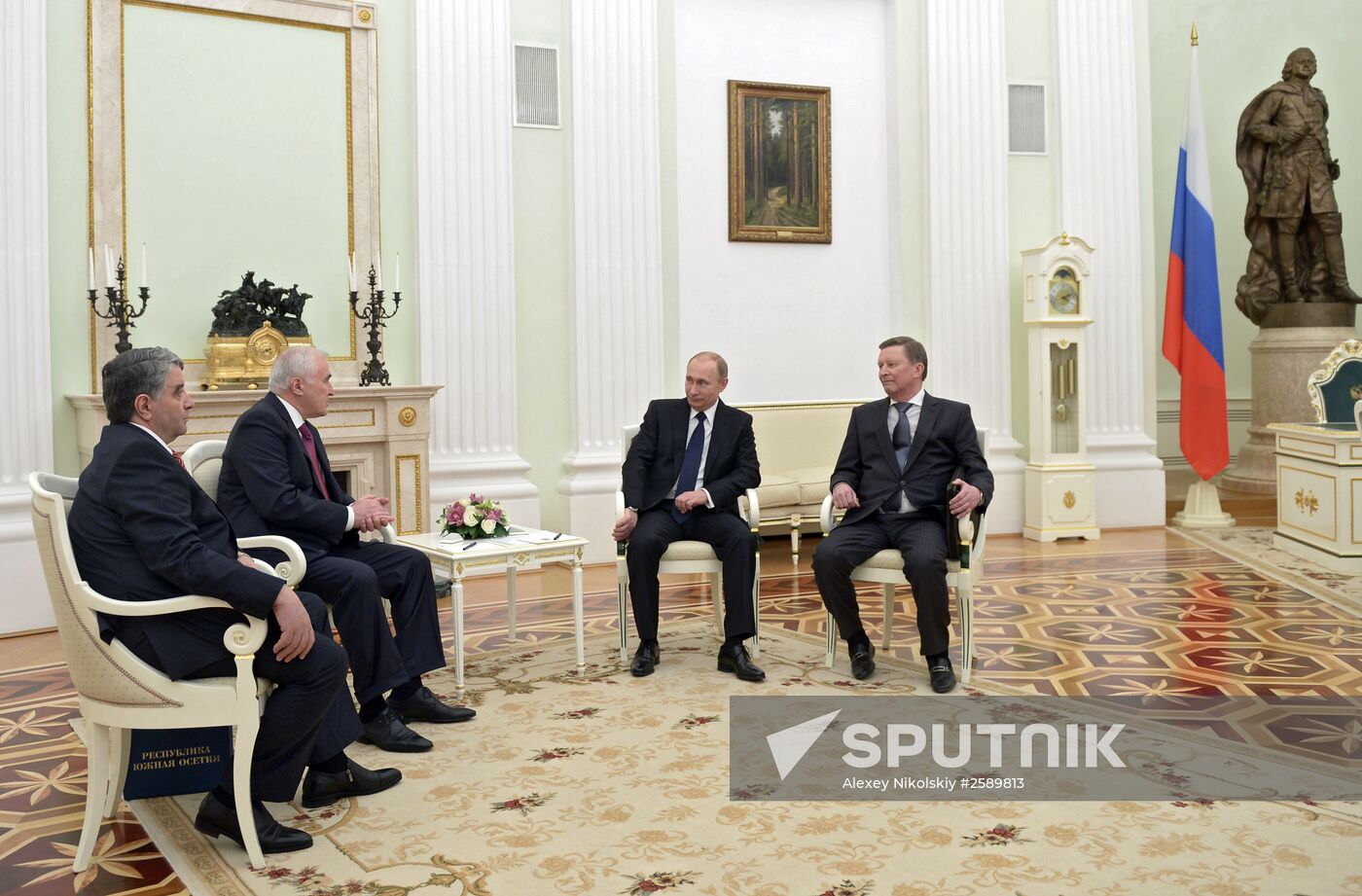 Russian President Vladimir Putin meets with South Ossetian President Leonid Tibilov