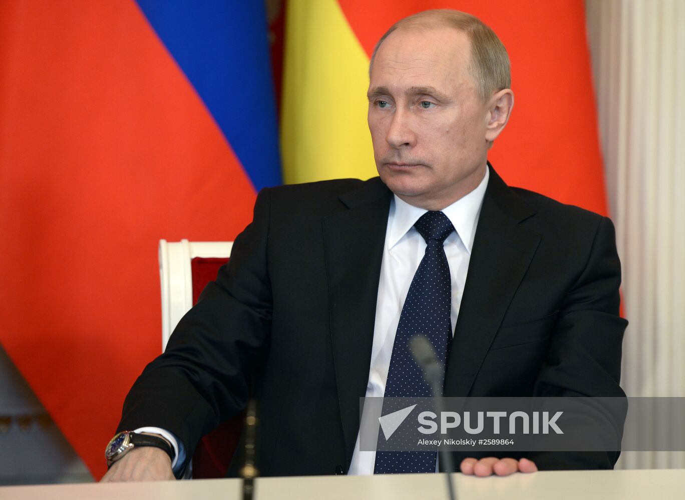 Russian President Vladimir Putin meets with South Ossetian President Leonid Tibilov