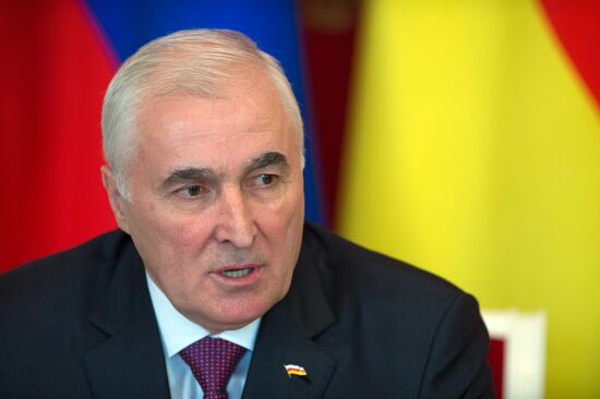 Russian President Vladimir Putin meets with South Ossetian President Leonid Tibilov