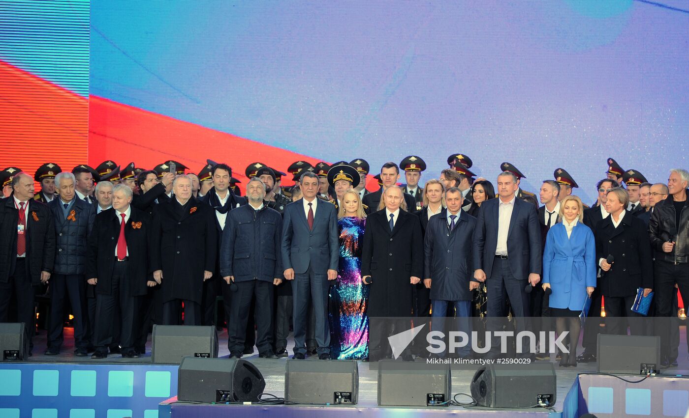 President Vladimir Putin attends celebratory rally and concert We Are Together
