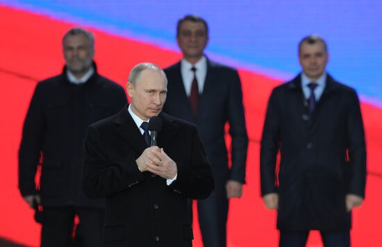 President Vladimir Putin attends celebratory rally and concert We Are Together