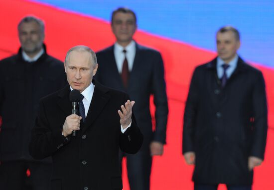 President Vladimir Putin attends celebratory rally and concert We Are Together