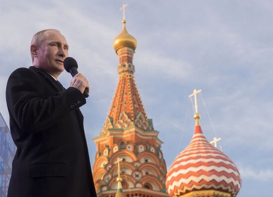 President Vladimir Putin attends celebratory rally and concert We Are Together