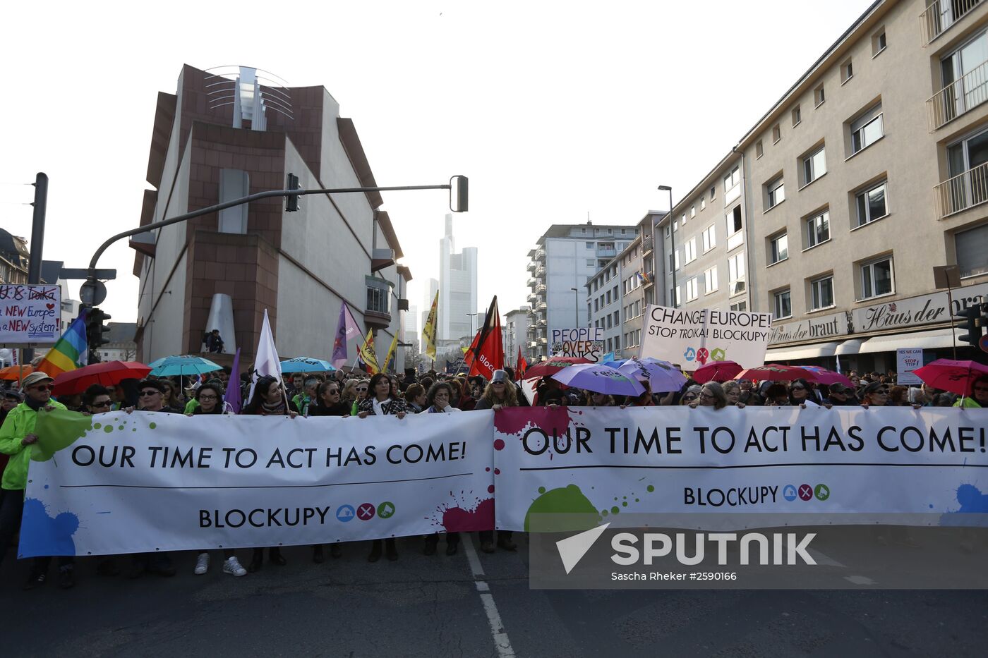 Protest against new European Central Bank office in Frankfurt
