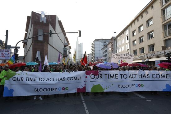 Protest against new European Central Bank office in Frankfurt