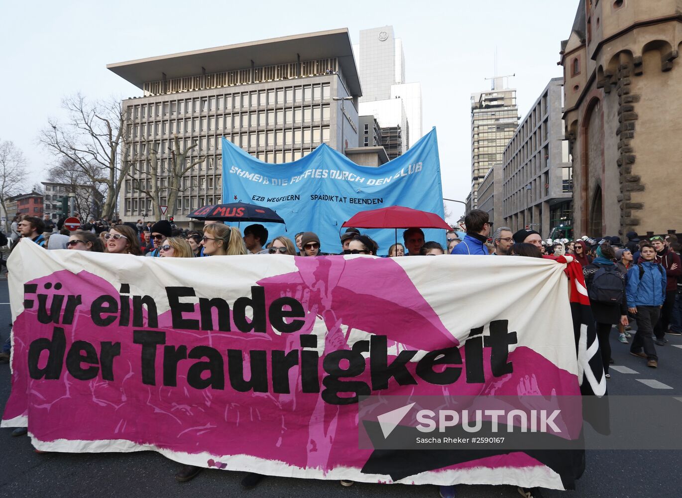 Protest against new European Central Bank office in Frankfurt