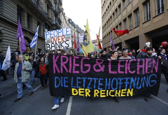 Protest against new European Central Bank office in Frankfurt