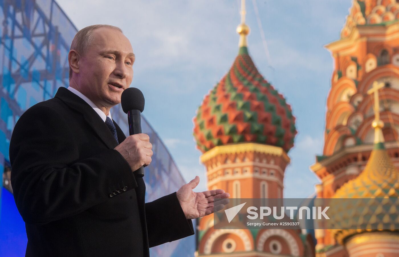President Vladimir Putin attends rally and concert "We Are Together!"