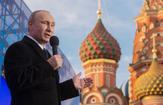 President Vladimir Putin attends rally and concert "We Are Together!"