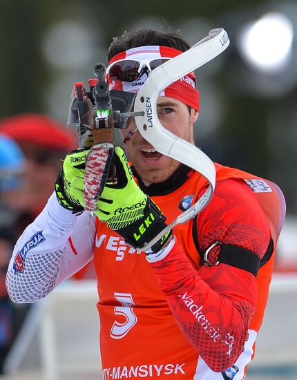 Biathlon world championships. Men's pursuit race