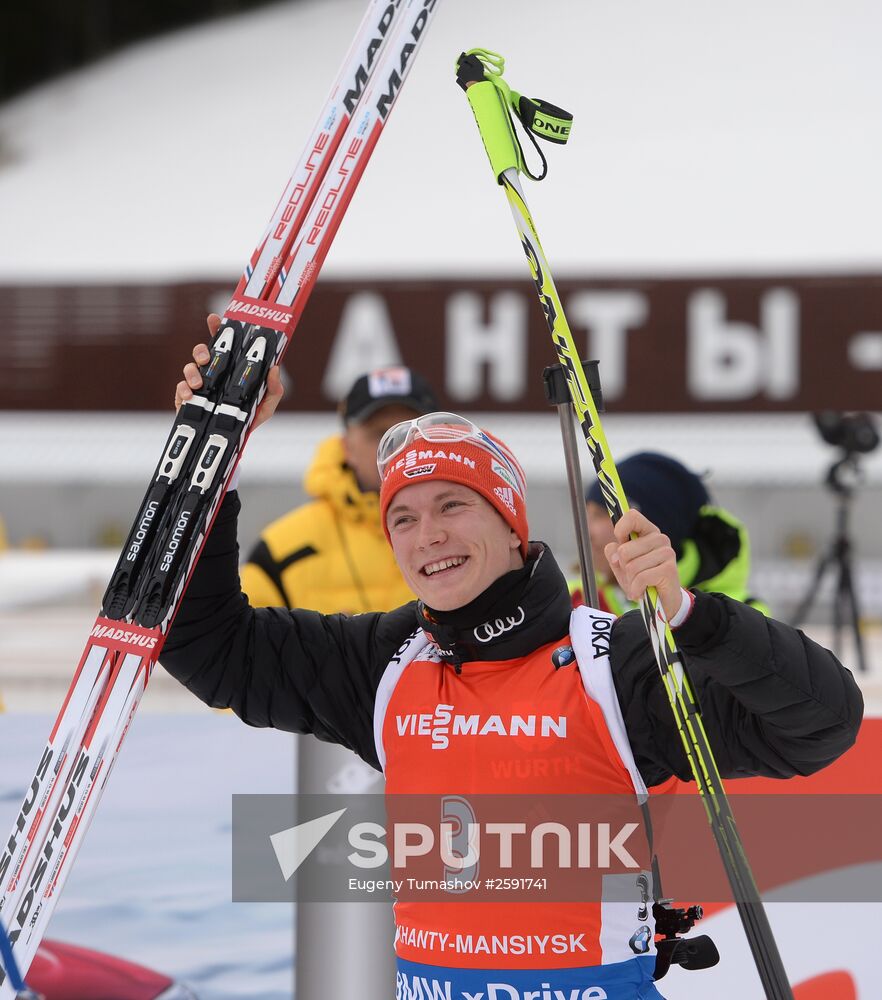 Biathlon world championships. Men's pursuit