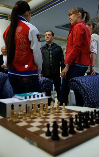 Prime Minister Dmitry Medvedev visits Women's World Chess Championship in Sochi