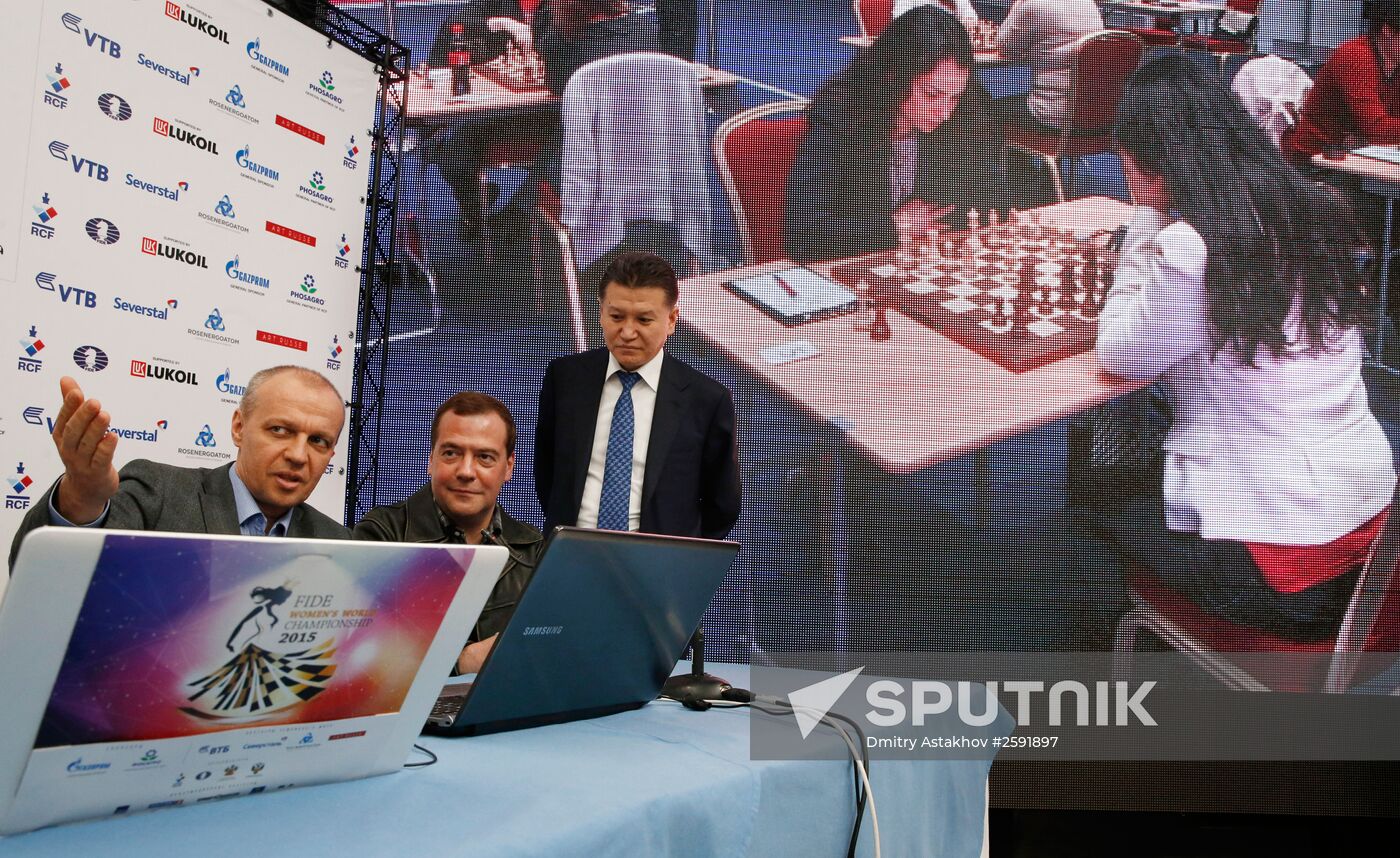 Prime Minister Dmitry Medvedev visits Women's World Chess Championship in Sochi