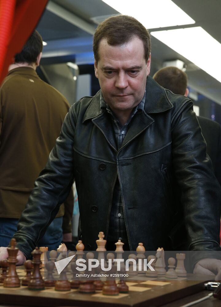 Prime Minister Dmitry Medvedev visits Women's World Chess Championship in Sochi