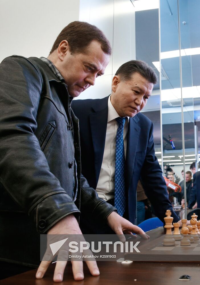 Prime Minister Dmitry Medvedev visits Women's World Chess Championship in Sochi