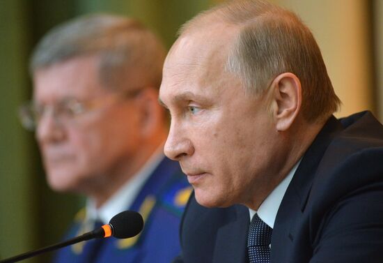 President Vladimir Putin at expanded meeting of board of Russian Prosecutor General's Office