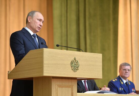 President Vladimir Putin at expanded meeting of board of Russian Prosecutor General's Office