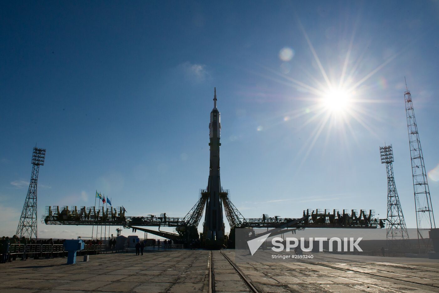 Preparing to launch Soyuz-FG rocket with Soyuz TMA-16M spacecraft