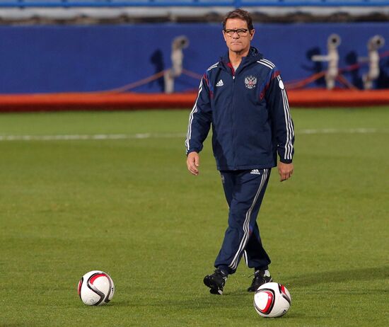 Football. Euro 2016 qualifying tournament. Russian national team's training