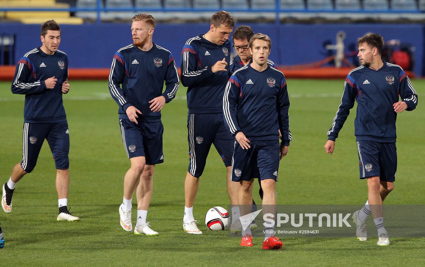 Football. Euro 2016 qualifying tournament. Russian national team's training