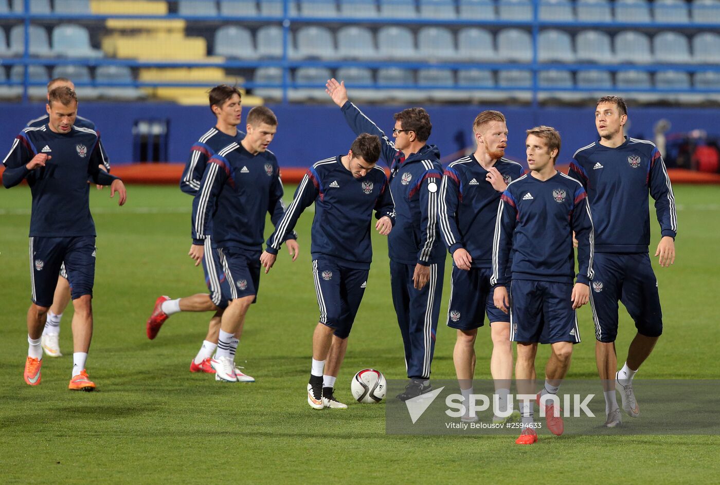 Football. Euro 2016 qualifying tournament. Russian national team's training