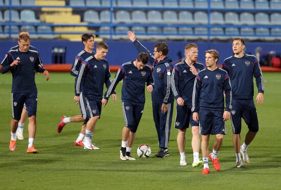 Football. Euro 2016 qualifying tournament. Russian national team's training
