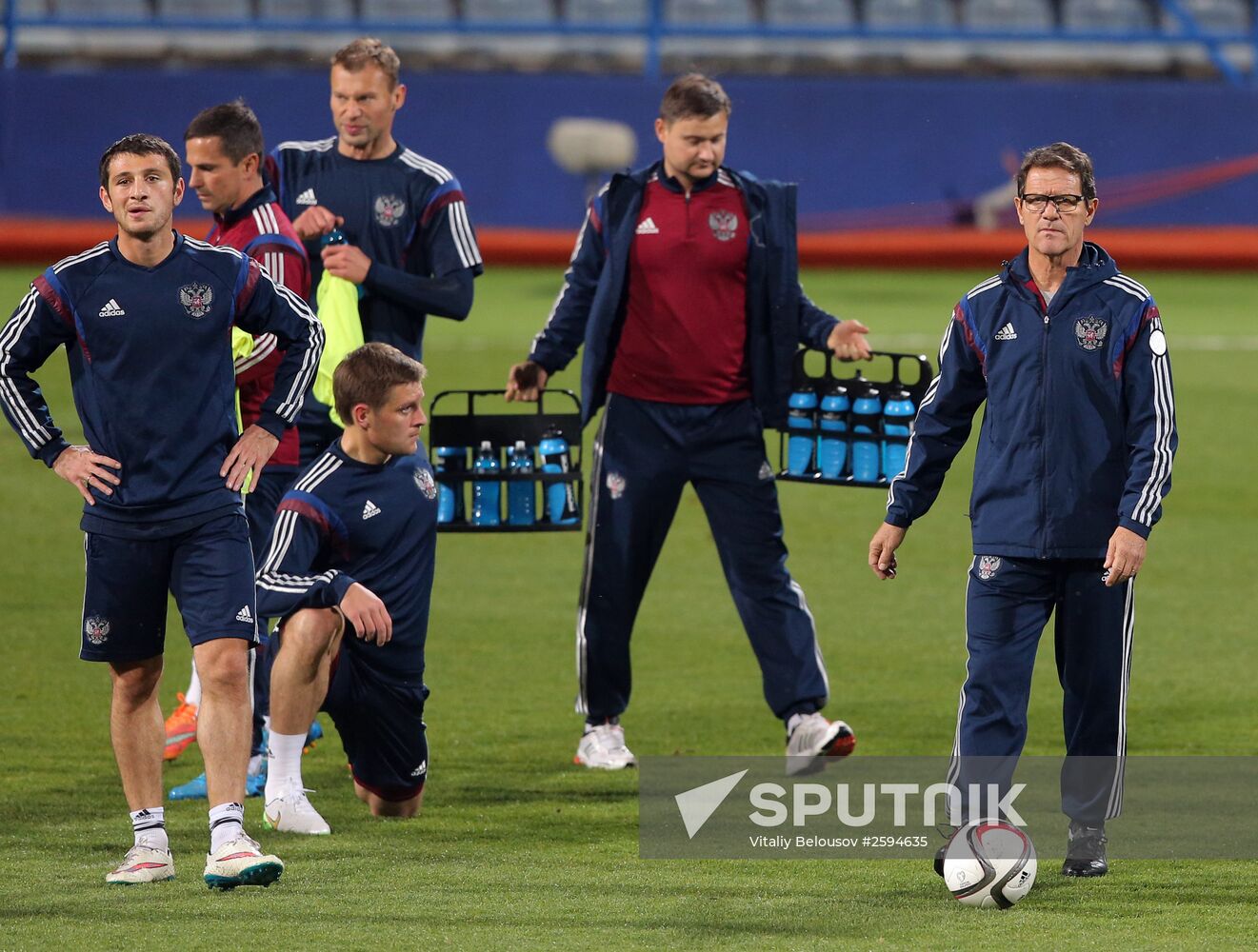Football. Euro 2016 qualifying tournament. Russian national team's training