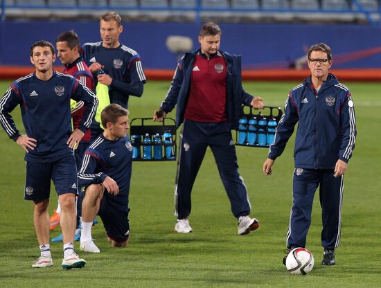 Football. Euro 2016 qualifying tournament. Russian national team's training