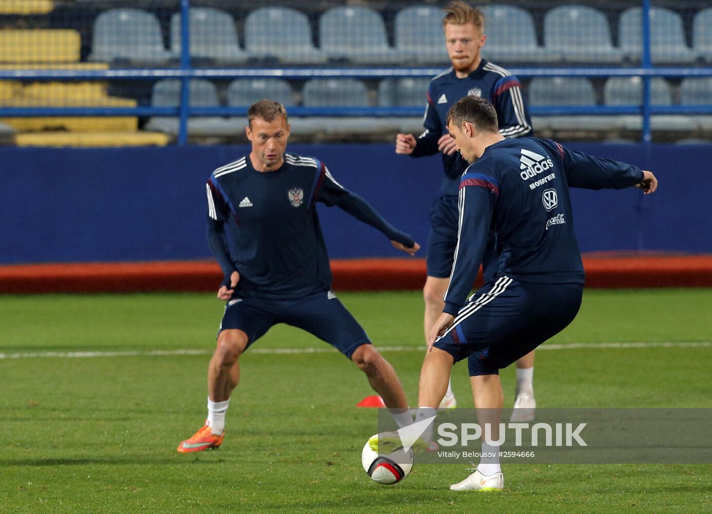 Football. Euro 2016 qualifying tournament. Russian national team's training