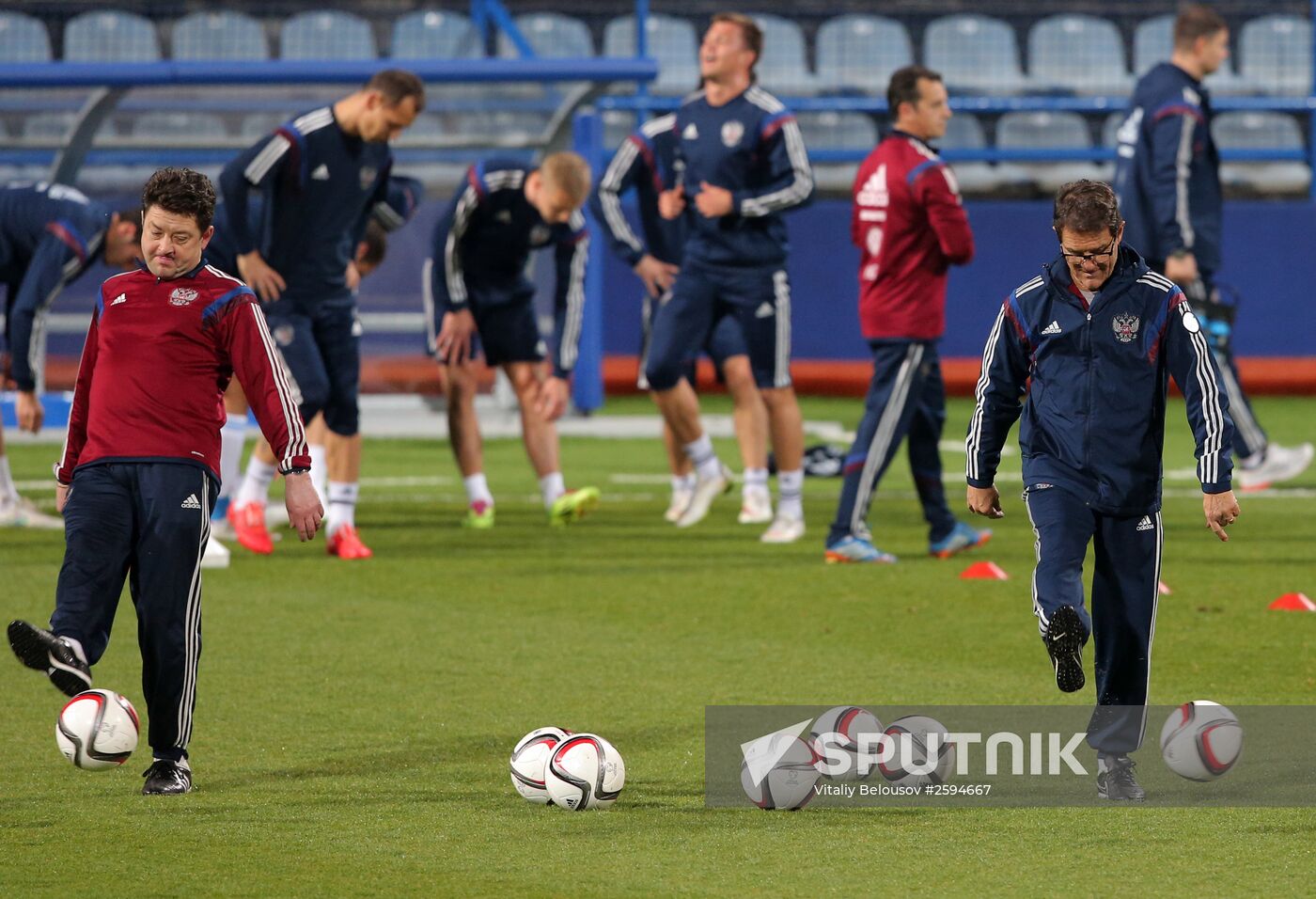 Football. Euro 2016 qualifying tournament. Russian national team's training