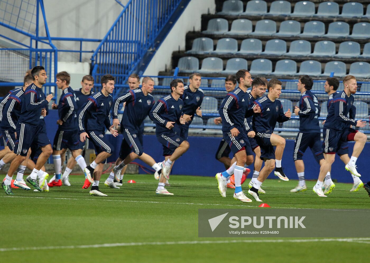 Football. Euro 2016 qualifying tournament. Russian national team's training