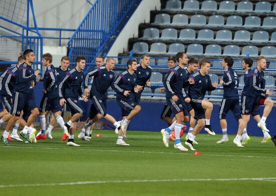Football. Euro 2016 qualifying tournament. Russian national team's training