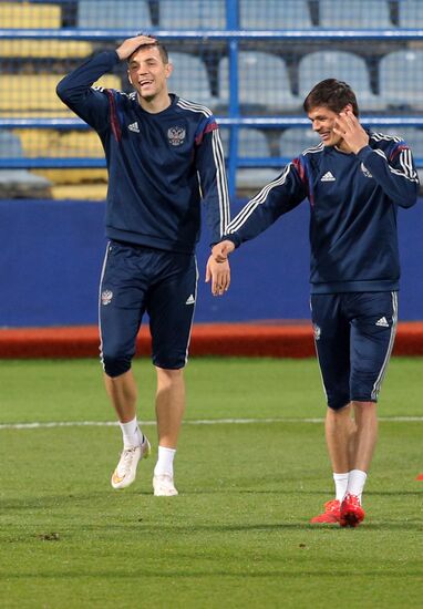 Football. Euro 2016 qualifying tournament. Russian national team's training