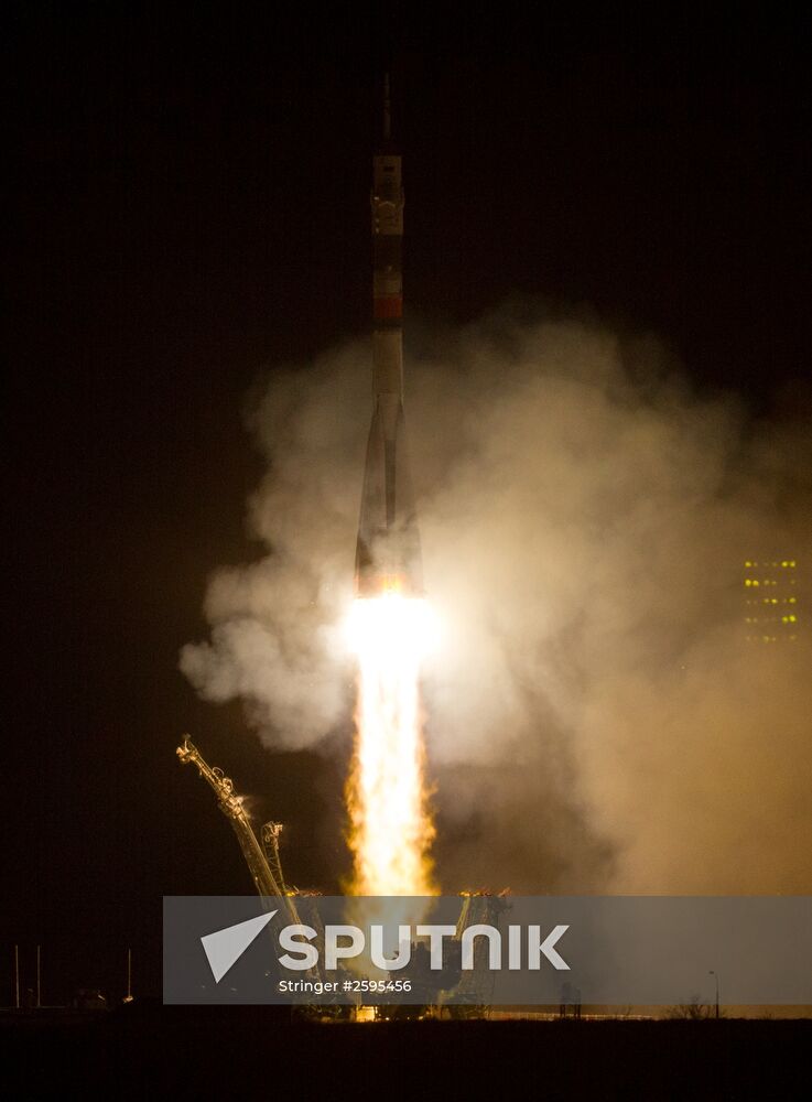 Soyuz-FG rocket booster with Soyuz TMA-16M space ship takes off